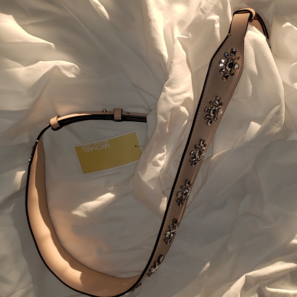 Michael Kors leather guitar strap with Floral Jewels.